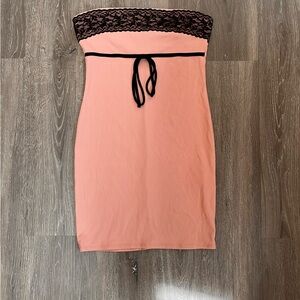 Forever 21 Blush Skirt with Black Lace Detail